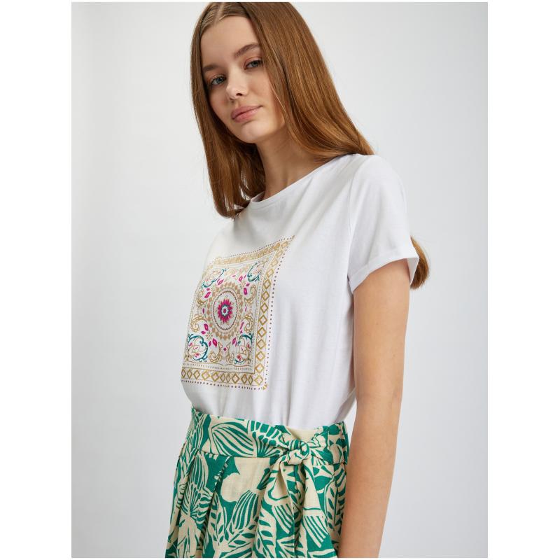 Krémová a zelená dámska vzorovaná zavinovacia midi sukňa s plátnom