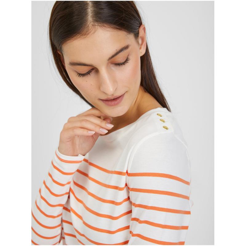 Oranžovo-bílé dámské pruhované tričko
