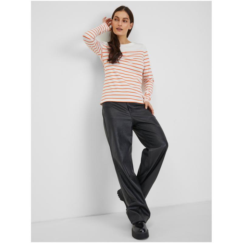 Oranžovo-bílé dámské pruhované tričko