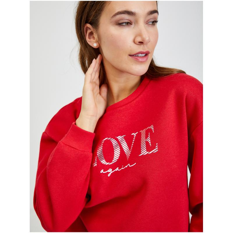 Červená dámská volná mikina