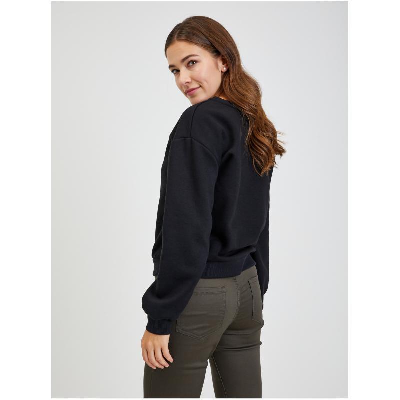 Fekete női laza melegítőpóló