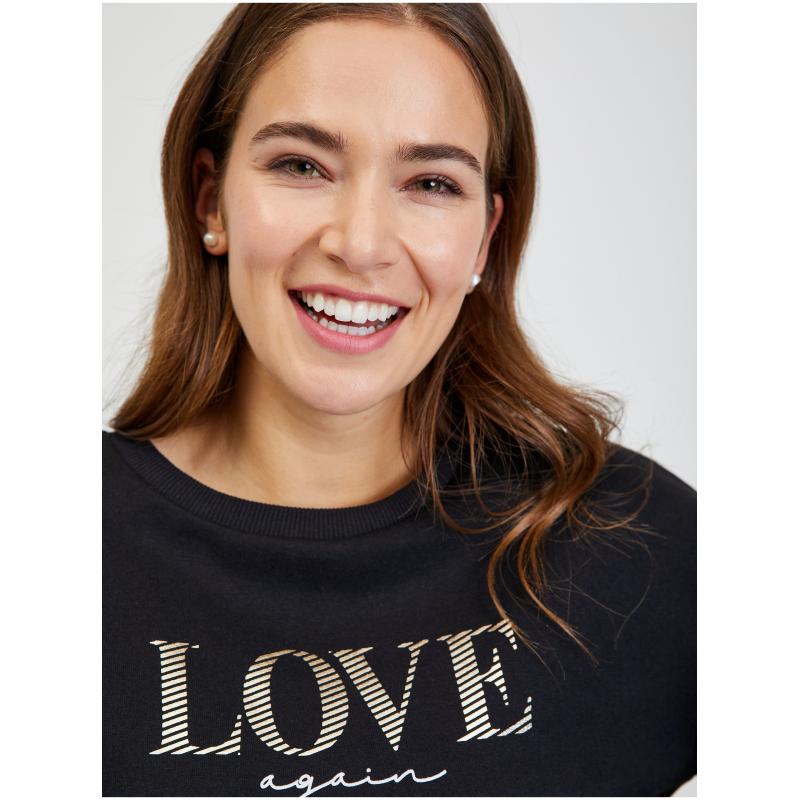 Fekete női laza melegítőpóló