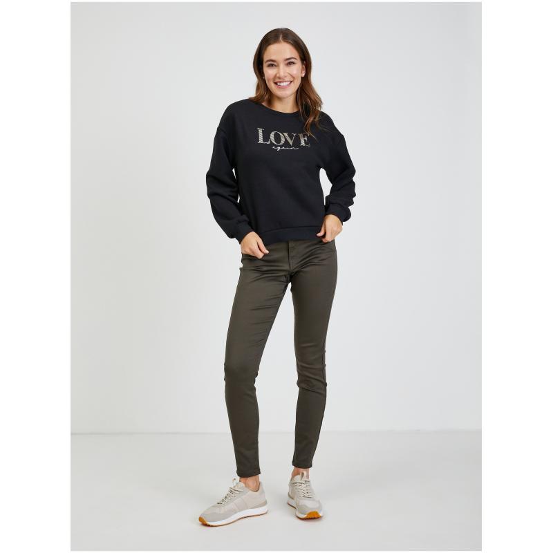 Fekete női laza melegítőpóló