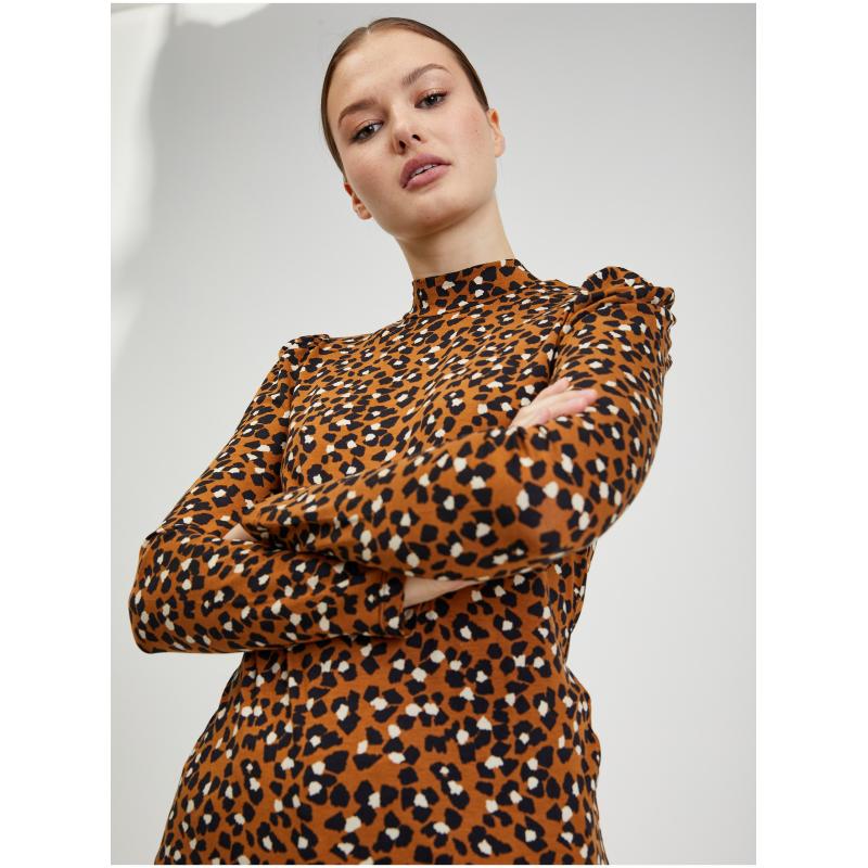 Hnědé dámské vzorované tričko ORSAY Paisy XS