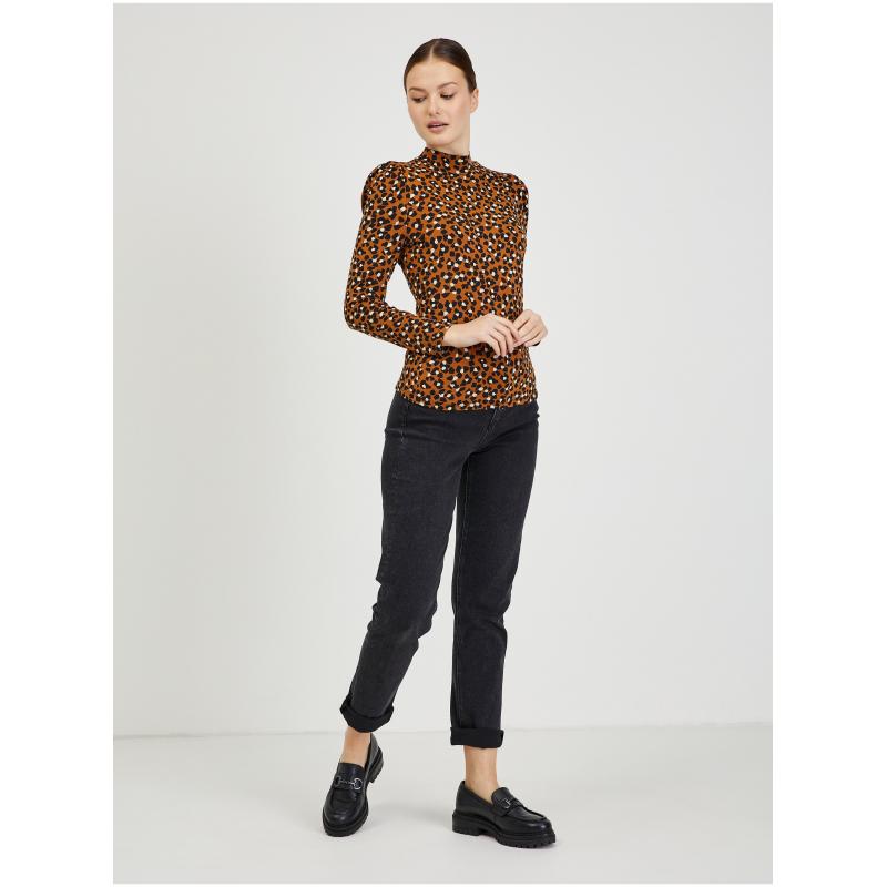 Hnědé dámské vzorované tričko ORSAY Paisy XS
