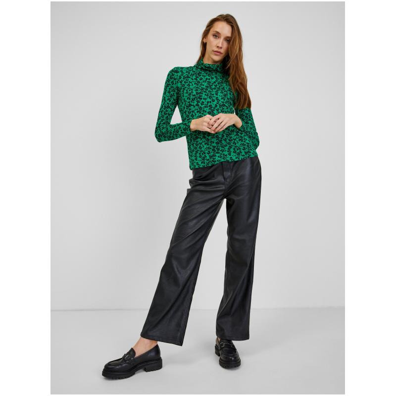 Zelený dámsky vzorovaný rolák