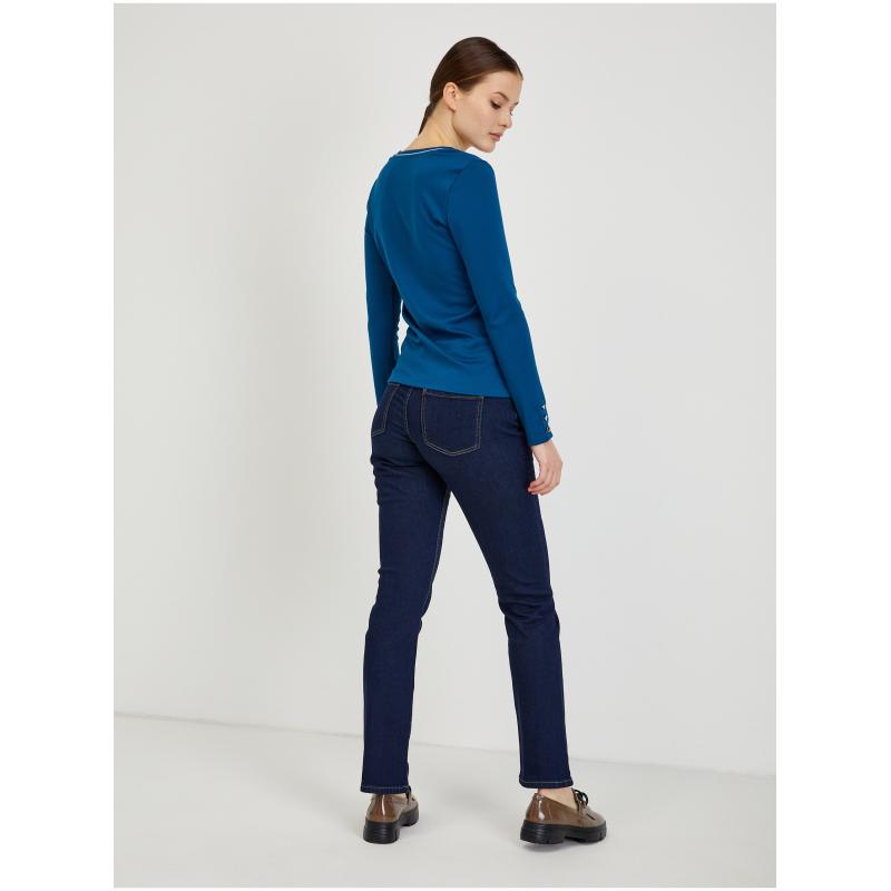 Modré dámske tričko s dlhým rukávom