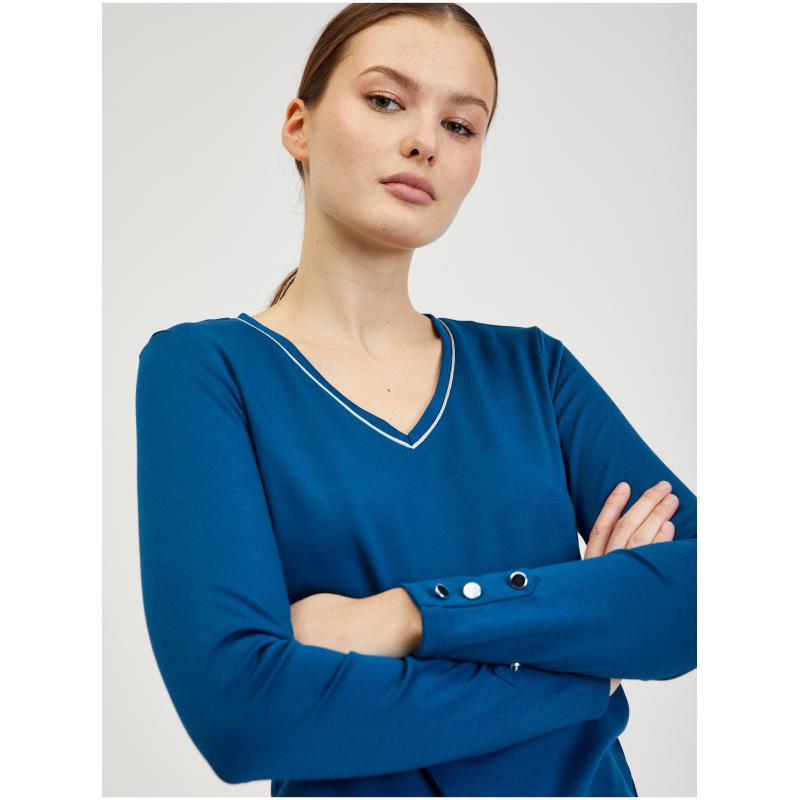 Modré dámske tričko s dlhým rukávom