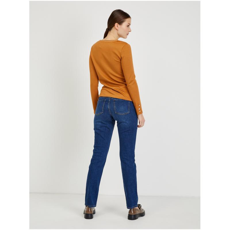 Hnědé dámské tričko s dlouhým rukávem