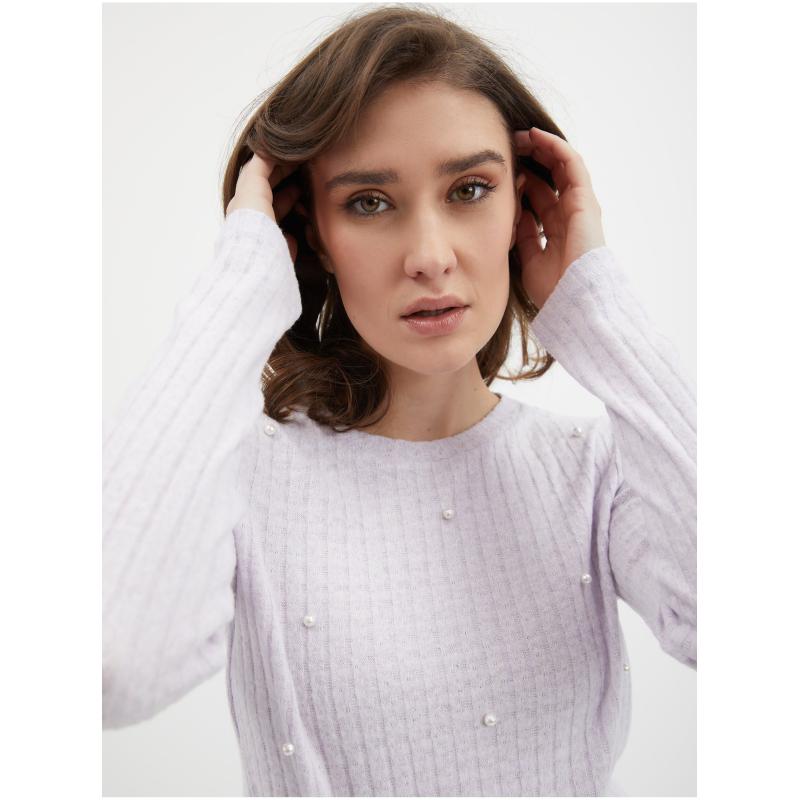Világos lila női könnyű pulóver
