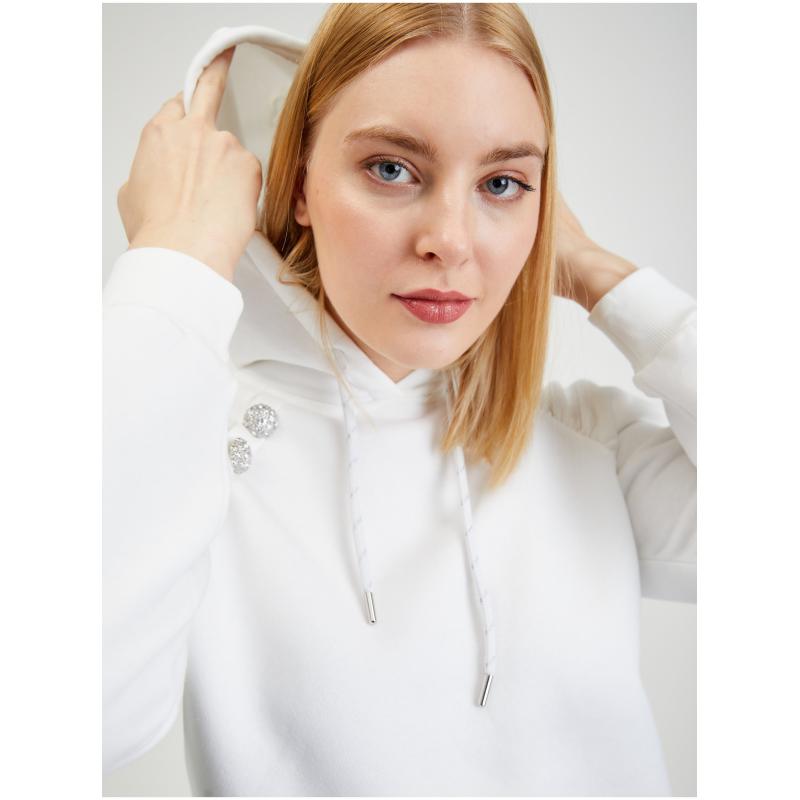 Fehér női kapucnis pulóver