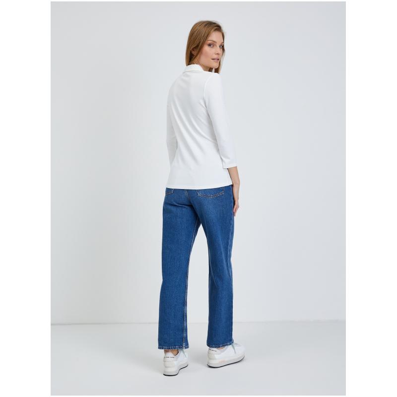 Krémszínű háromnegyedes ujjú póló