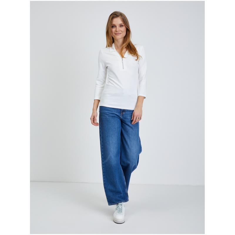 Krémszínű háromnegyedes ujjú póló