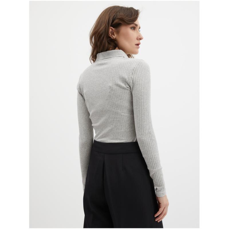 Světle šedé dámské žíhané polo tričko
