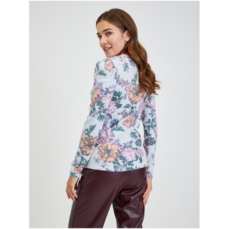 Světle šedé dámské květované tričko