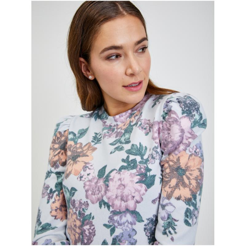 Světle šedé dámské květované tričko