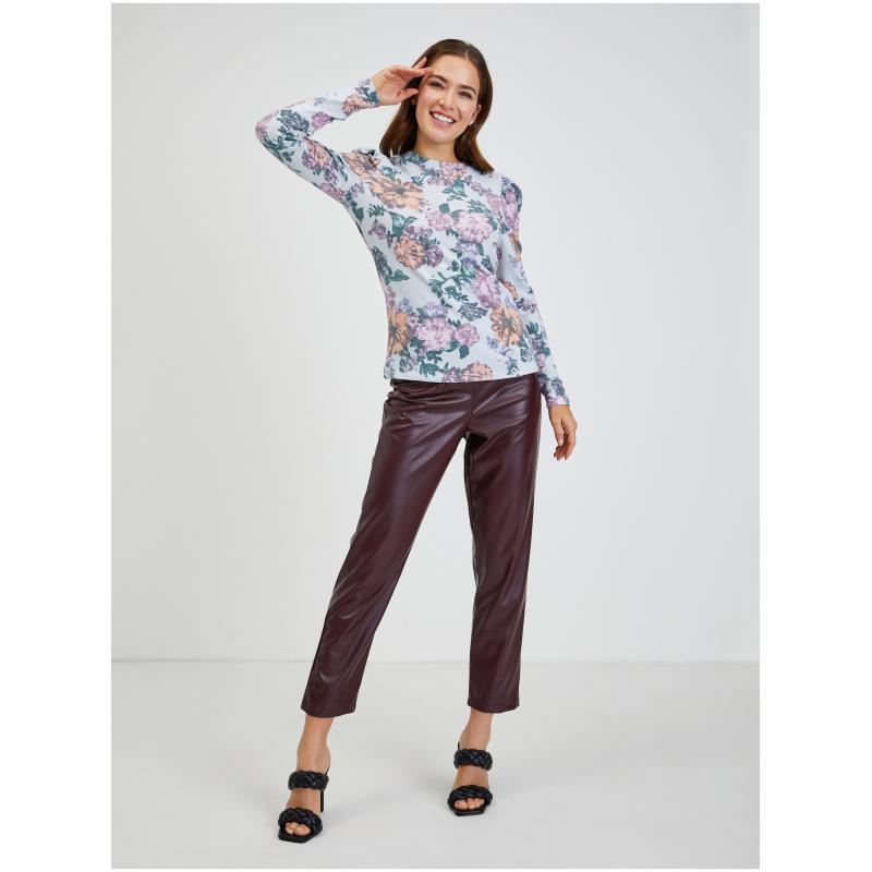 Světle šedé dámské květované tričko