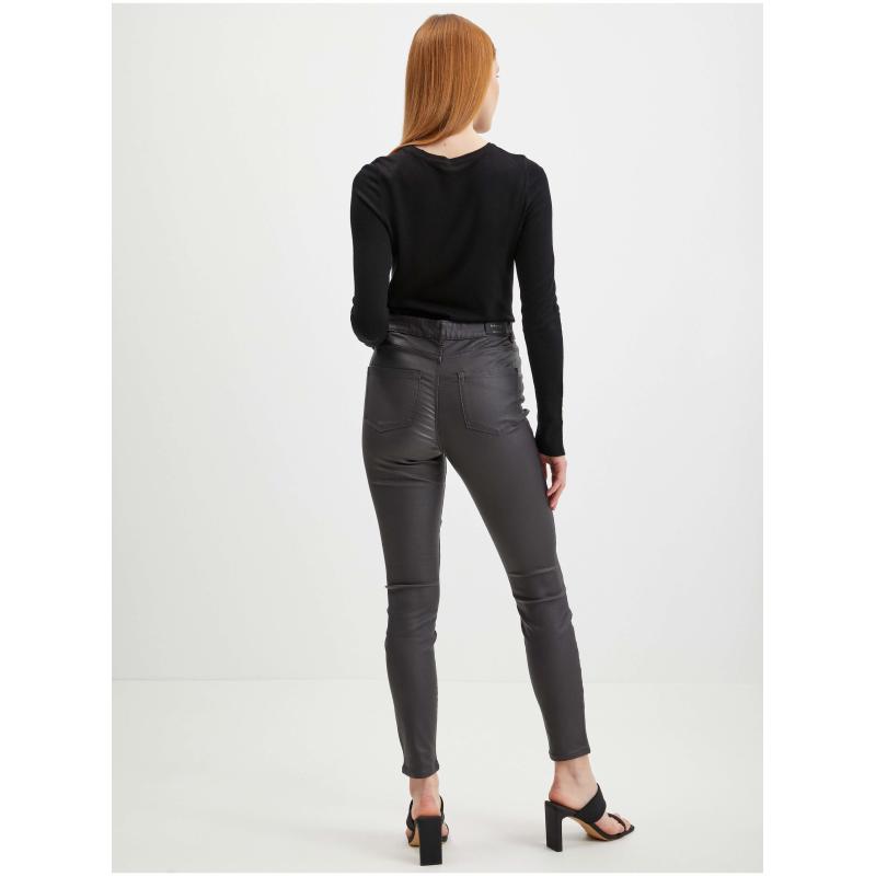 Šedé dámske koženkové nohavice