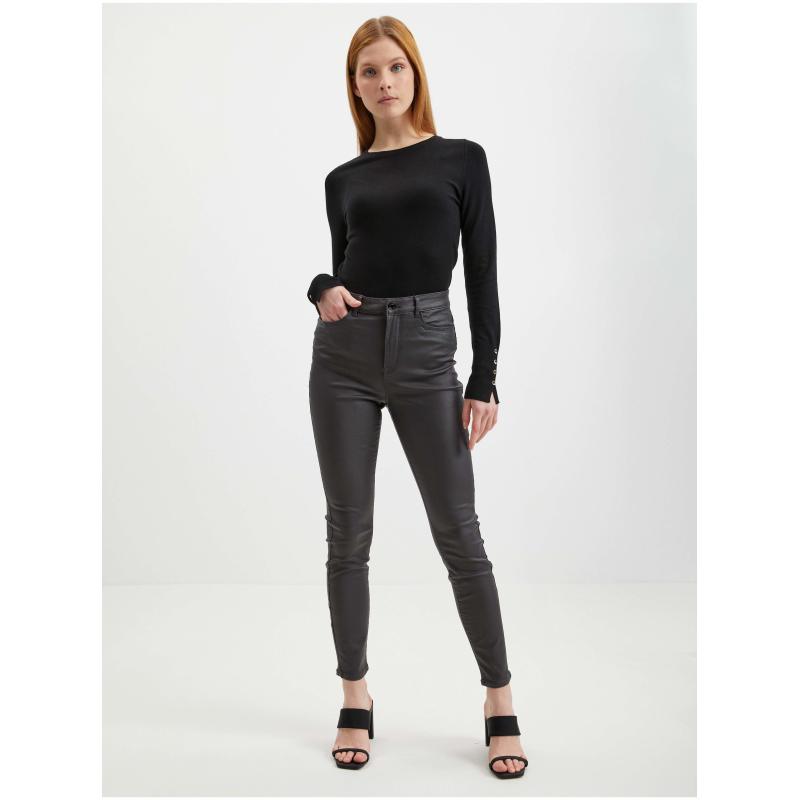 Šedé dámske koženkové nohavice