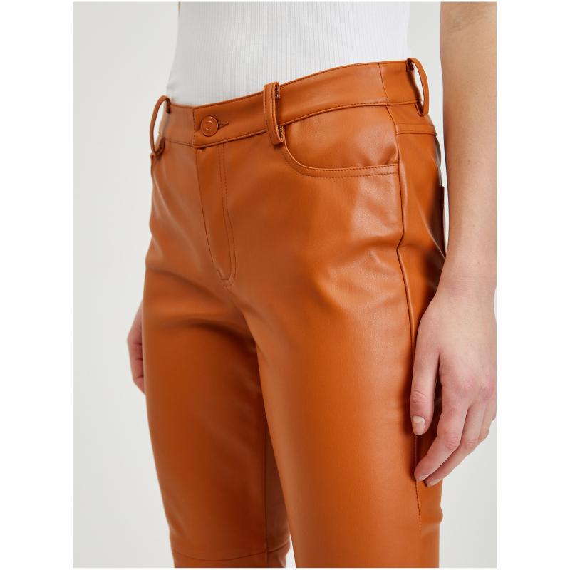 Hnedé dámske koženkové nohavice