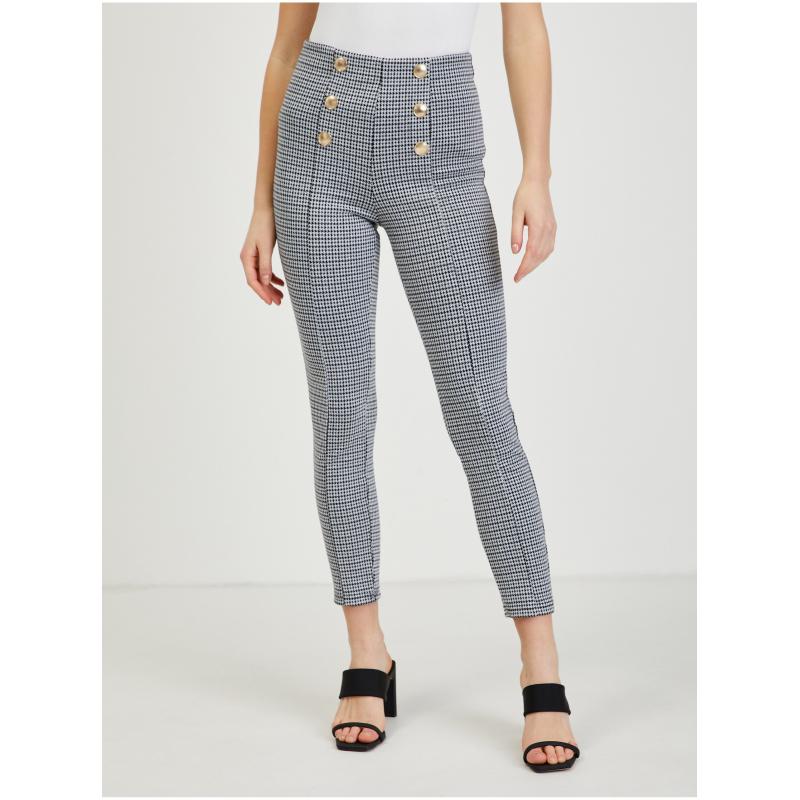 Bílo-černé dámské vzorované kalhoty