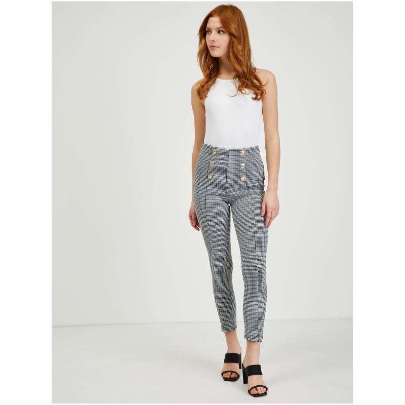 Bílo-černé dámské vzorované kalhoty