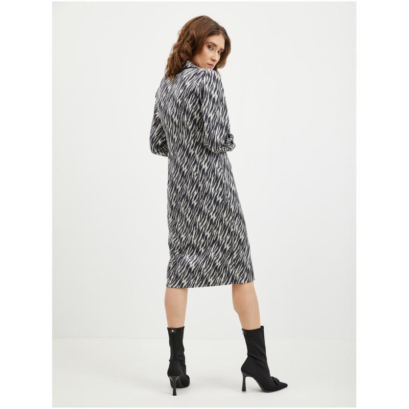 Béžovo-černé dámské vzorované košilové šaty v semišové úpravě ORSA 34