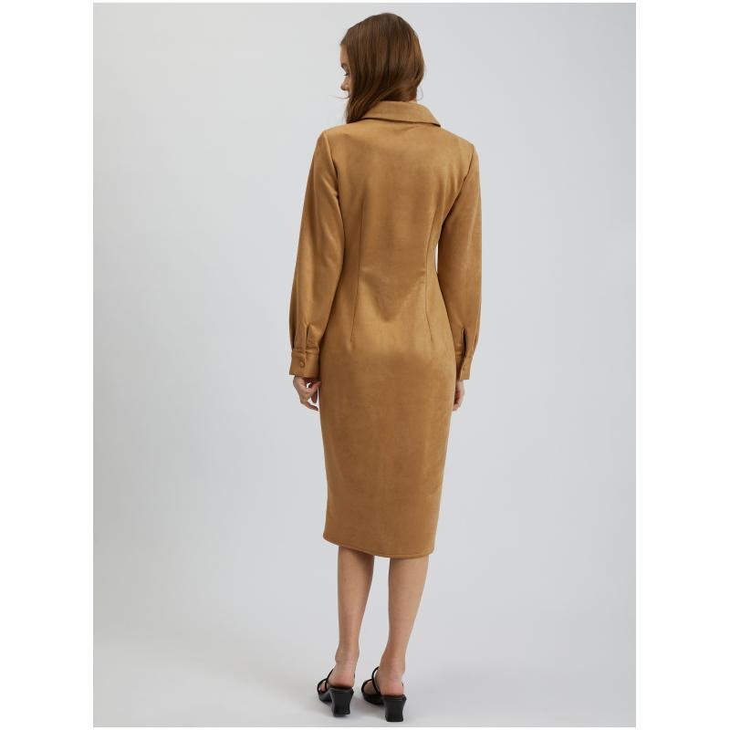 Barna női kosztümös ruha velúr kivitelben