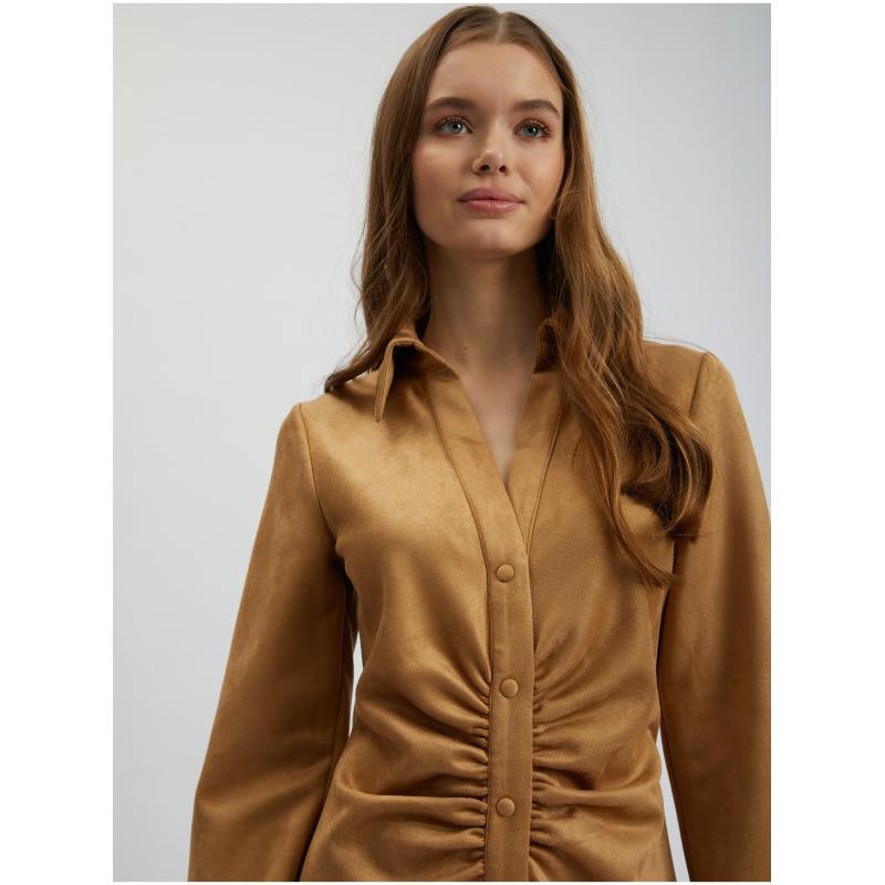 Barna női kosztümös ruha velúr kivitelben