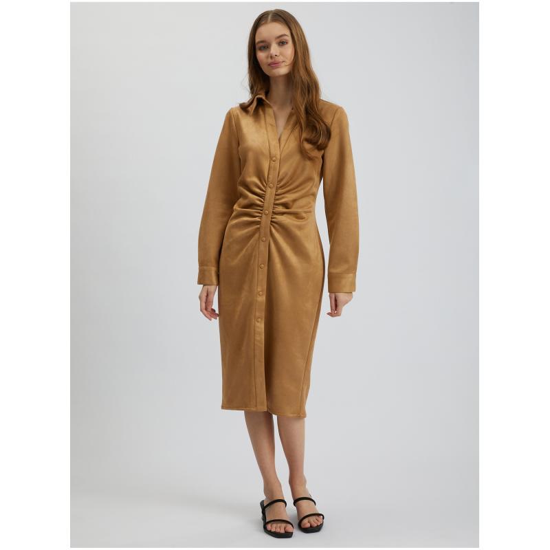 Barna női kosztümös ruha velúr kivitelben