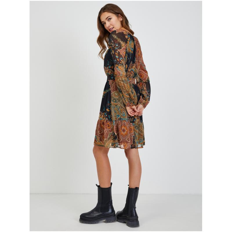 Fekete és barna női mintás ruha