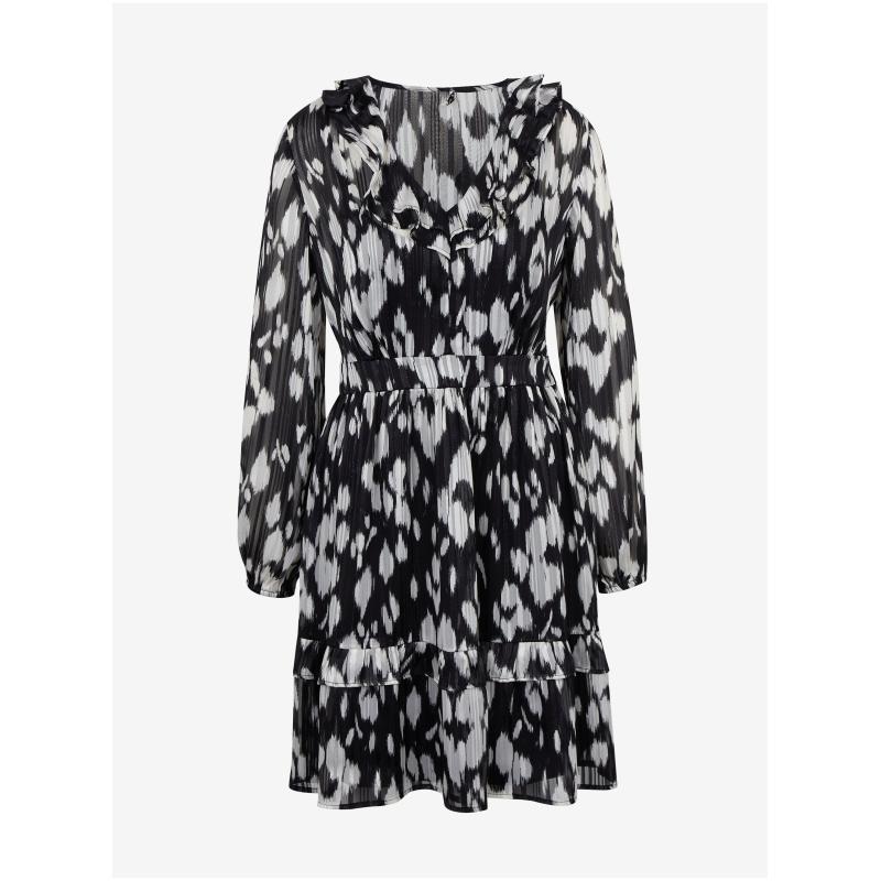 Bílo-černé dámské vzorované šaty