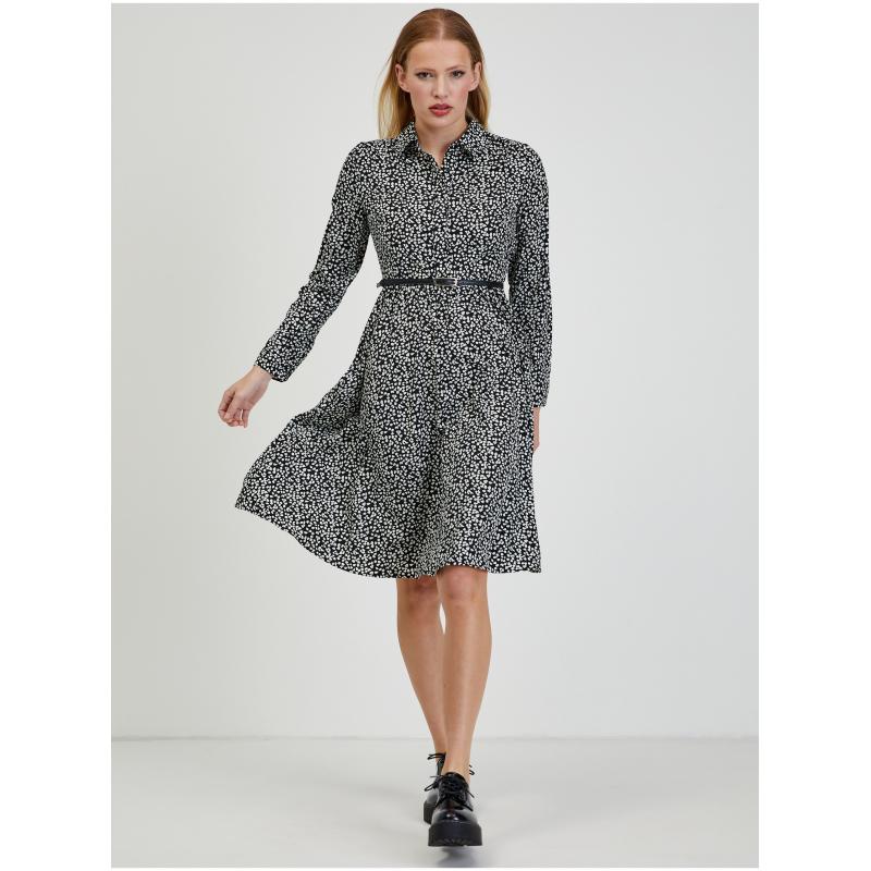 Bílo-černé dámské vzorované šaty