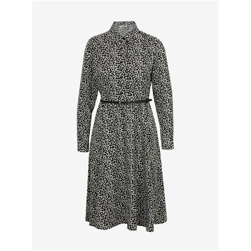 Bílo-černé dámské vzorované šaty