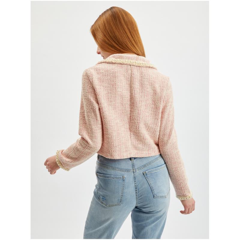 Svetloružové dámske tvídové sako