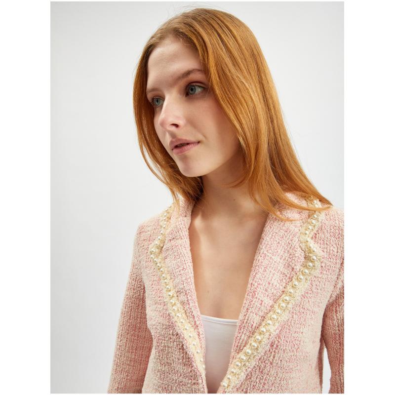 Svetloružové dámske tvídové sako