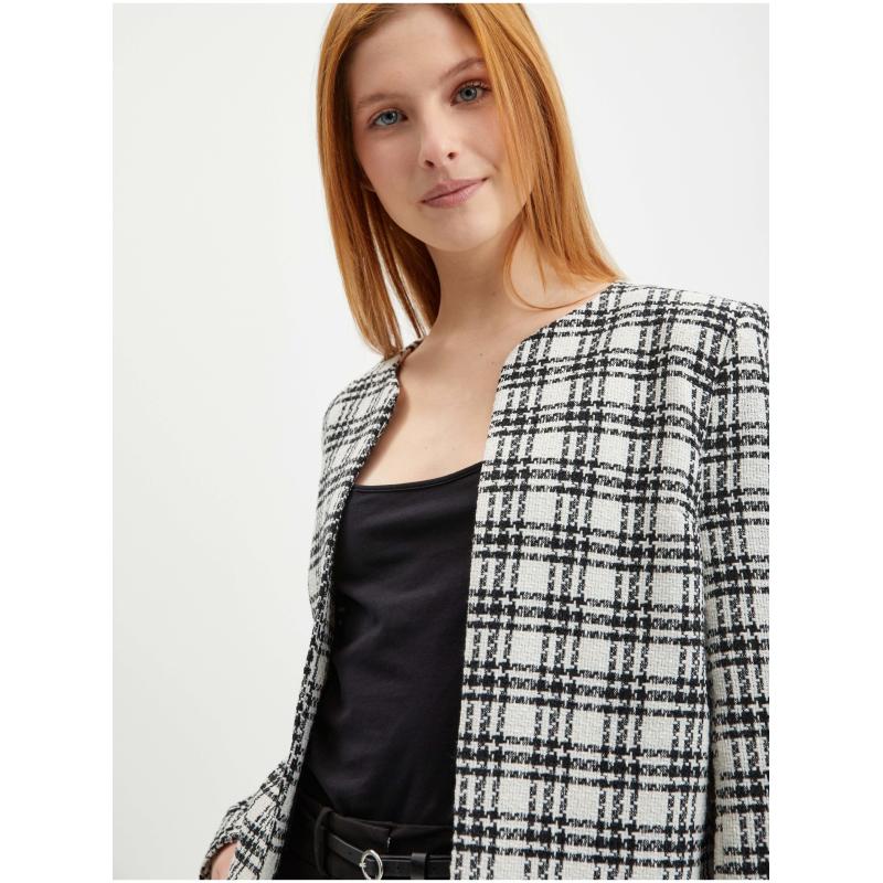 Černo-bílé dámské kostkované sako
