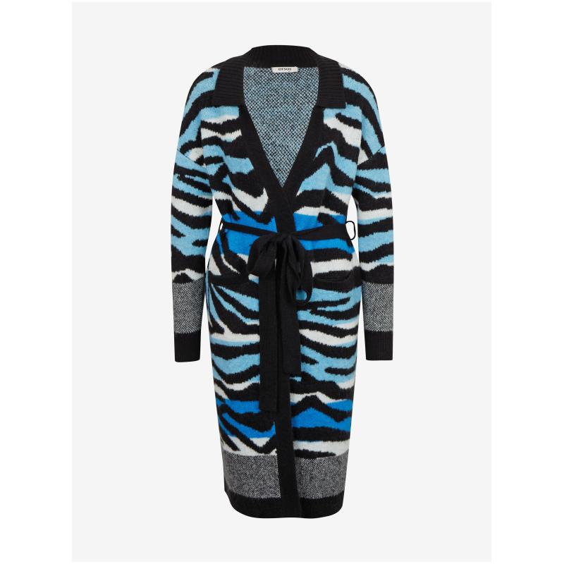 Modro-černý dámský vzorovaný kardigan