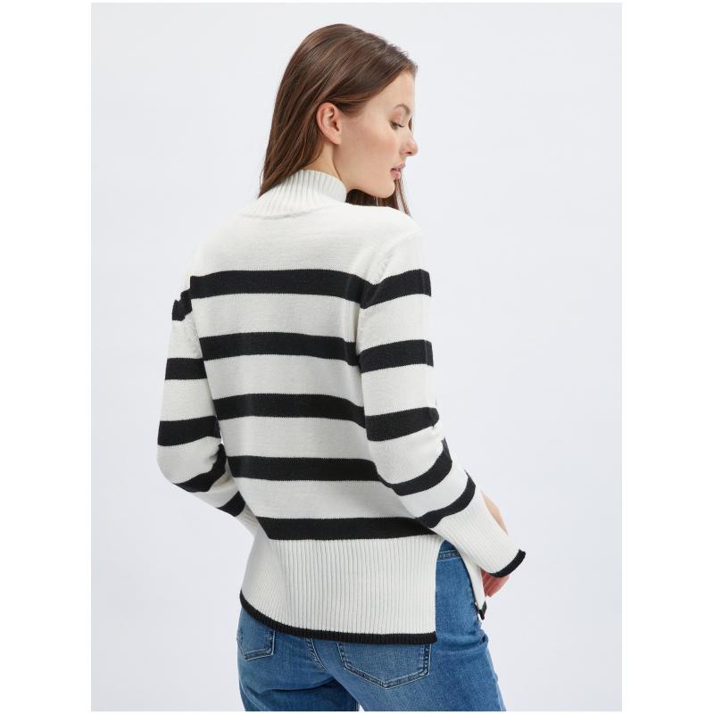 Fekete-fehér női csíkos kardigán