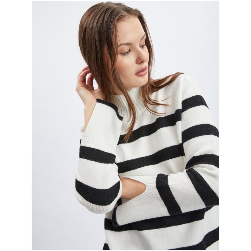 Fekete-fehér női csíkos kardigán