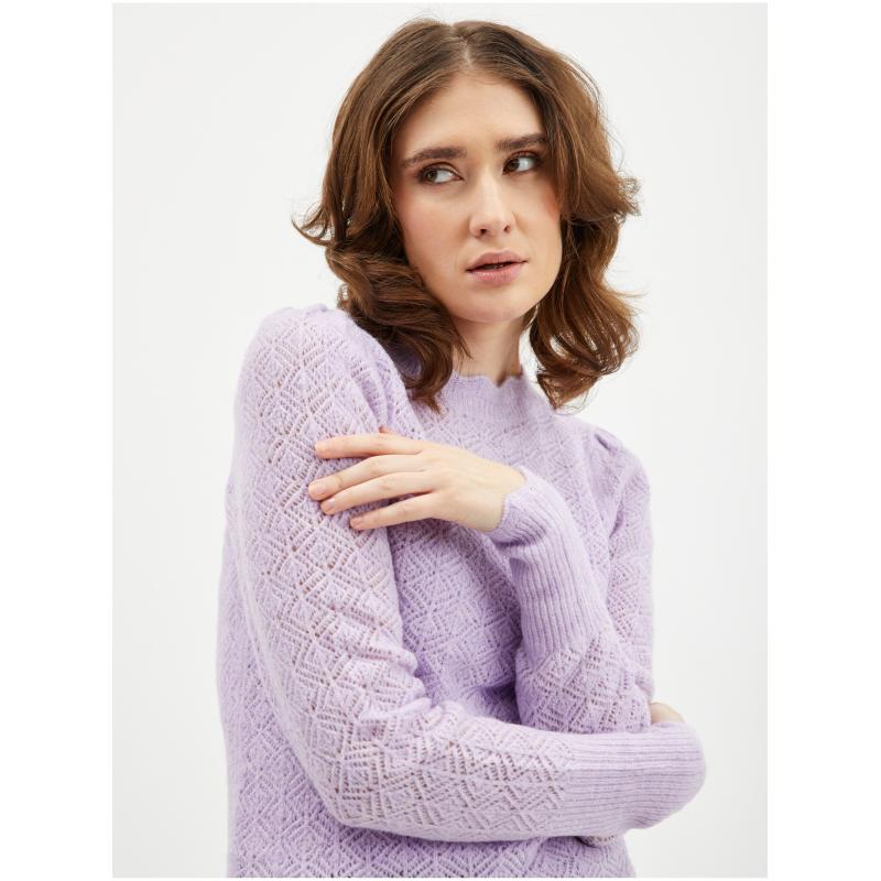 Világos lila női gyapjú kardigán