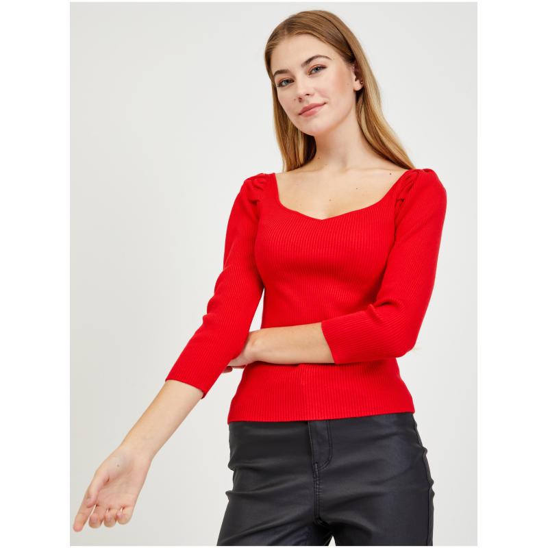 Piros női pulóver