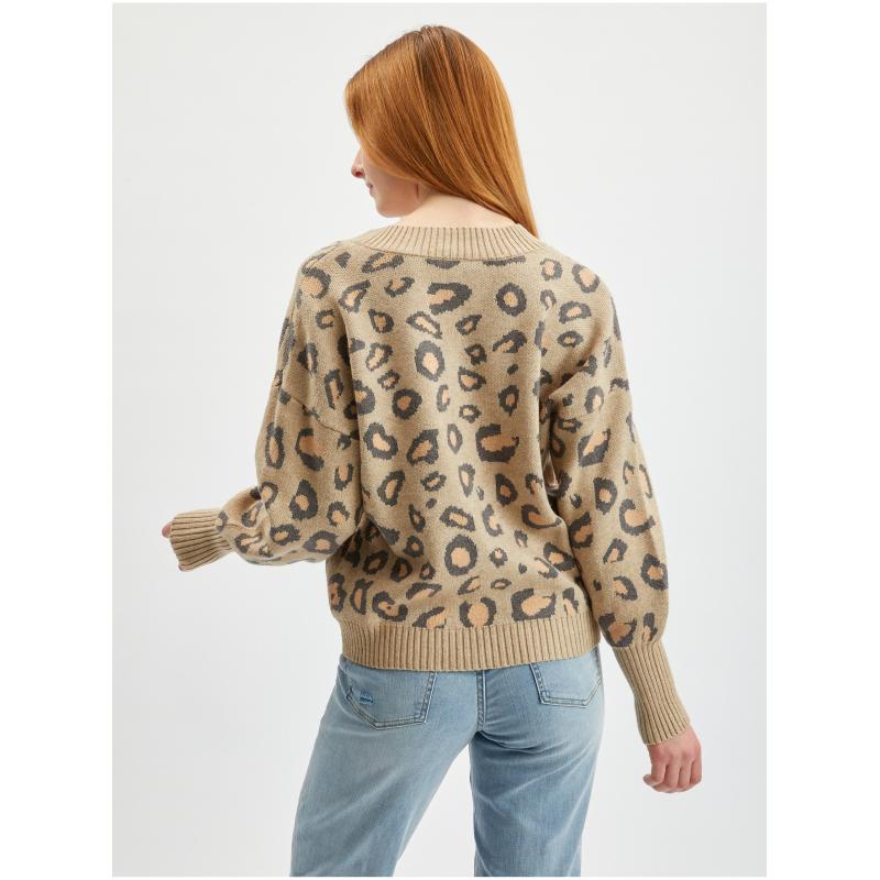Světle hnědý dámský vzorovaný svetr