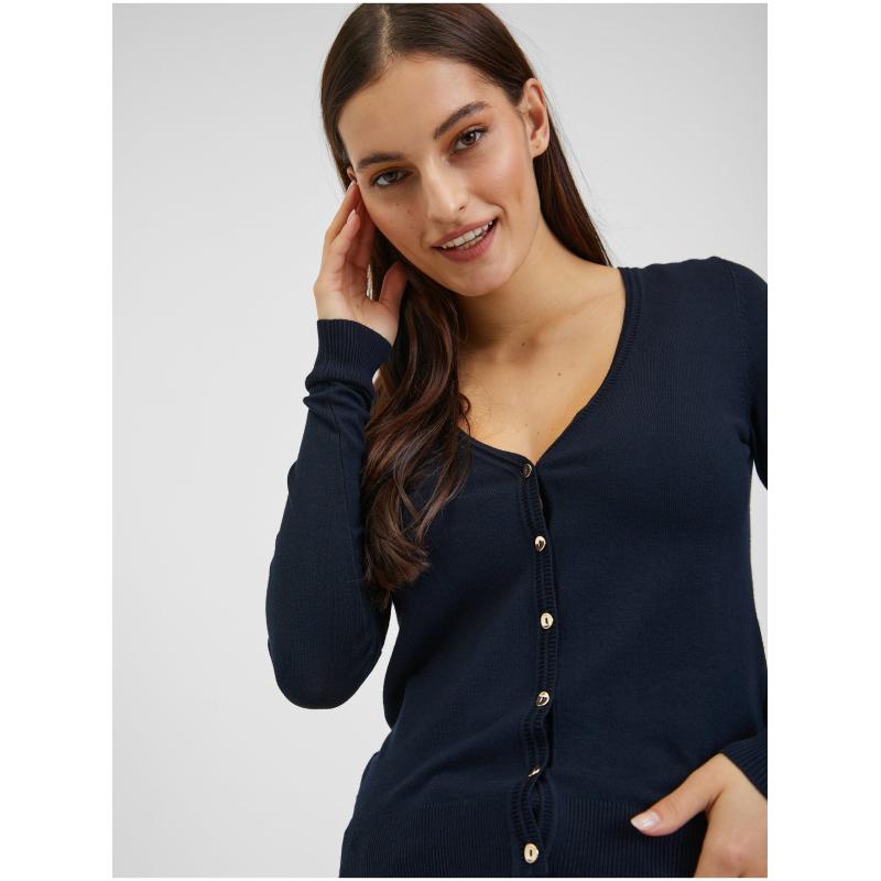 Tmavě modrý dámský kardigan