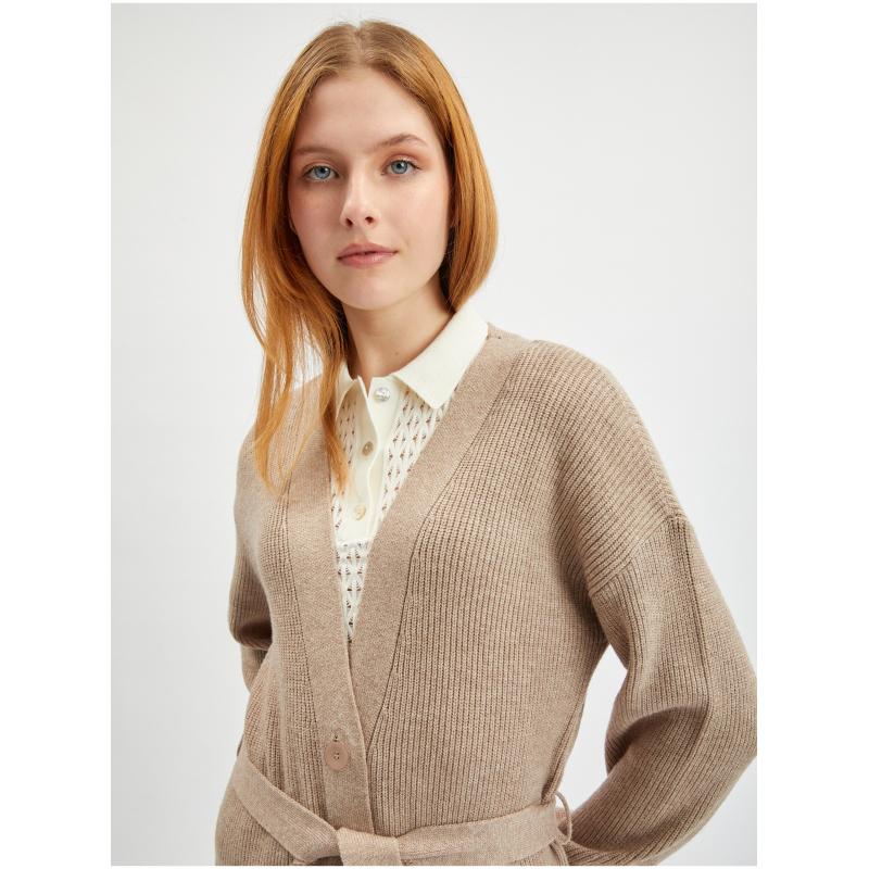 Bézs női hosszú kardigán