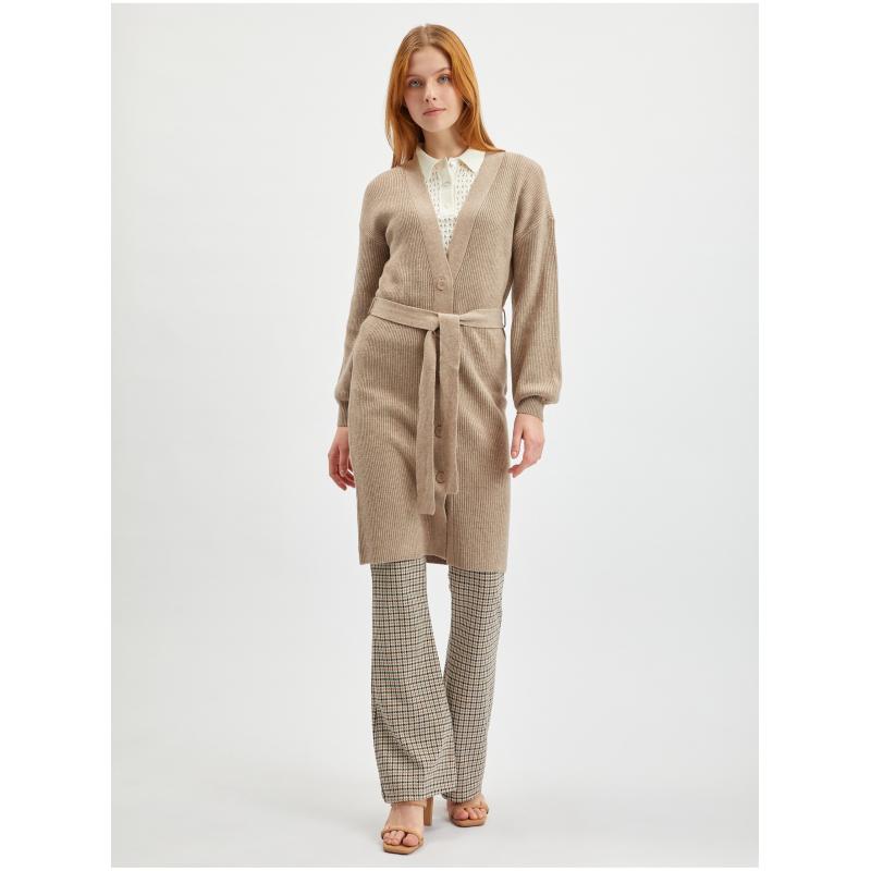 Bézs női hosszú kardigán