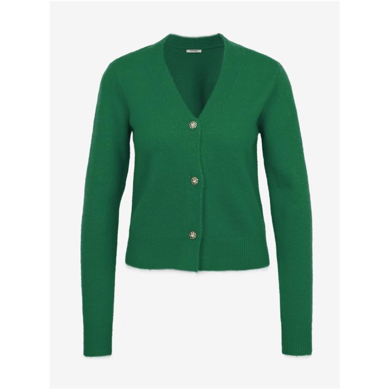 Zelený dámsky kardigán so zmesou vlny