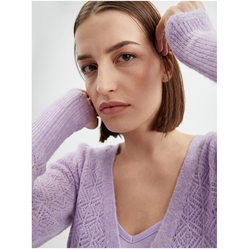 Svetlofialové dámske šaty midi so svetrom zo zmesi vlny