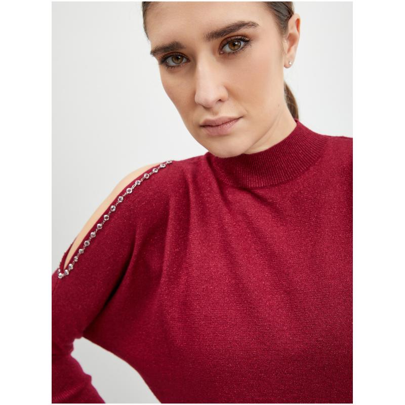 Dámsky bordový sveter s rozparky