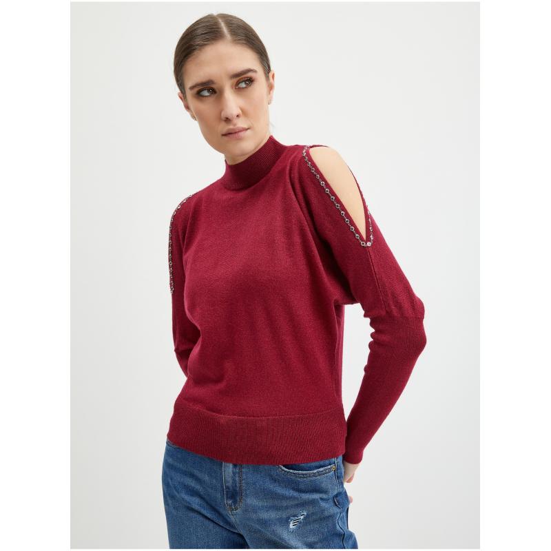 Dámsky bordový sveter s rozparky